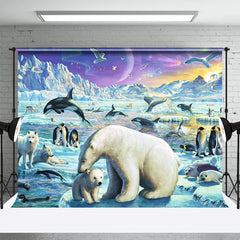 Lofaris Glacier Polar Bear Penguin Animals Winter Backdrop