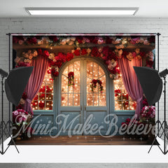 Lofaris Glass Window Door Curtain Light Floral Backdrop