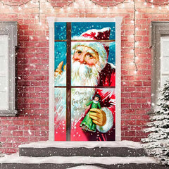 Lofaris Glass Window Santa Claus Snoey Christmas Door Cover