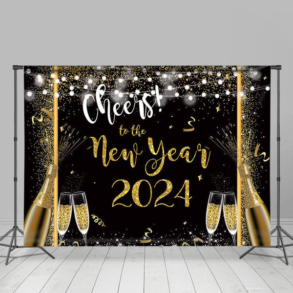 Lofaris Glitter And Golden Cheers To New Year 2024 Backdrop