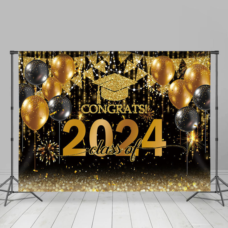 Lofaris Glitter Balloon Flag Congrats Class Of 2024 Backdrop