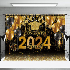 Lofaris Glitter Balloon Flag Congrats Class Of 2024 Backdrop