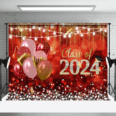 Lofaris Glitter Balloon Lights Bokeh Class Of 2024 Backdrop