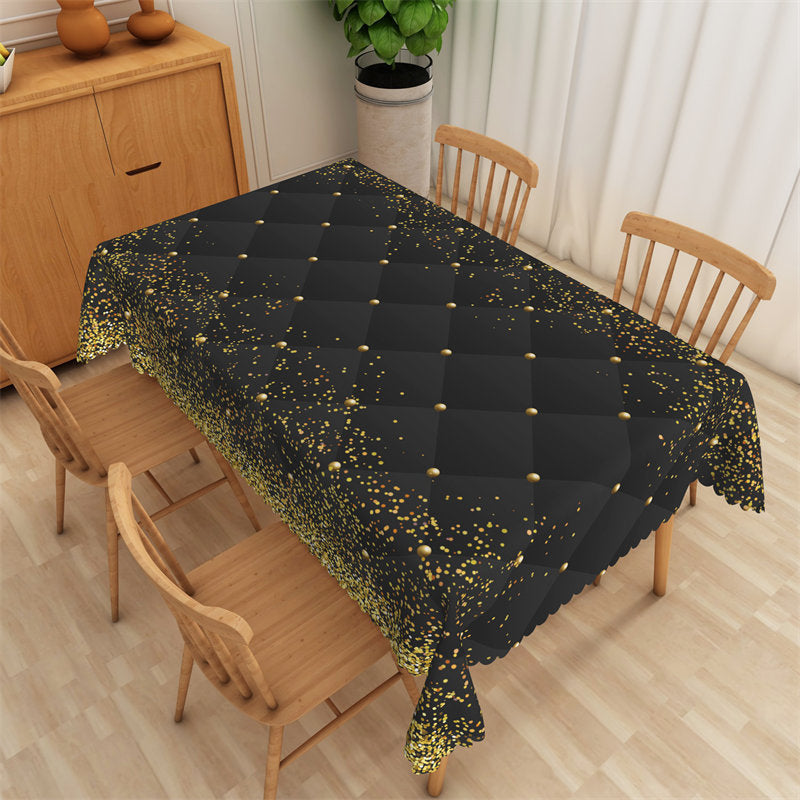 Lofaris Glitter Black Gold Dots Decorative Party Tablecloth