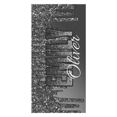 Lofaris Glitter Black Silver Custom Name Beach Pool Towel