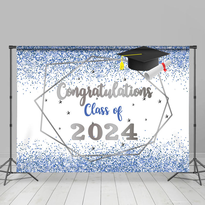 Lofaris Glitter Blue And Silver Congratulations Class Backdrop