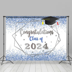 Lofaris Glitter Blue And Silver Congratulations Class Backdrop