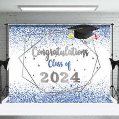 Lofaris Glitter Blue And Silver Congratulations Class Backdrop