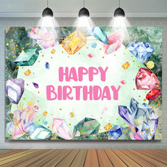 Lofaris Glitter Crystal Jewel Girl Happy Birthday Backdrop