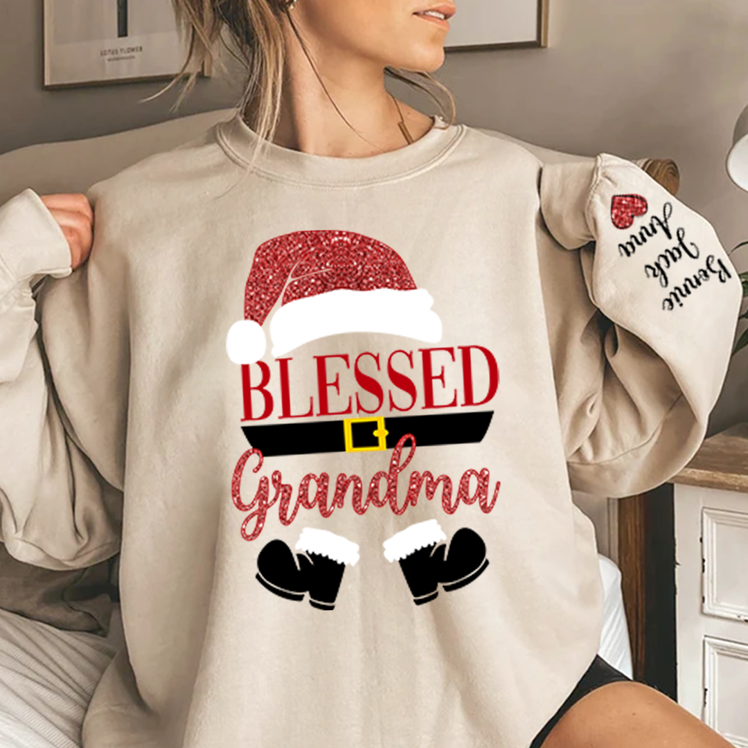 Lofaris Glitter Custom Name Blessed Grandma Est And Kids Sweatshirt