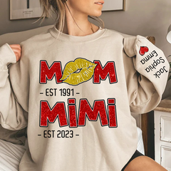 Lofaris Glitter Custom Mom Mimi Est Lips Grandma Sweatshirt