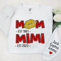 Lofaris Glitter Custom Mom Mimi Est Lips Grandma Sweatshirt