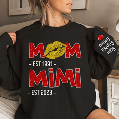 Lofaris Glitter Custom Mom Mimi Est Lips Grandma Sweatshirt