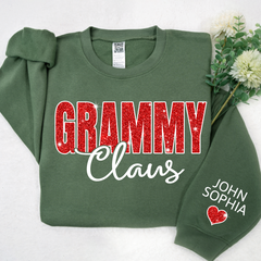 Lofaris Glitter Custom Name Grammy Grandma Mimi Nana Claus And Kids CTH01 Sweatshirt