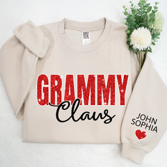 Lofaris Glitter Custom Name Grammy Grandma Mimi Nana Claus And Kids CTH01 Sweatshirt