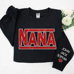 Lofaris Glitter Custom Name Nana Grandma Mimi And Kids Sweatshirt