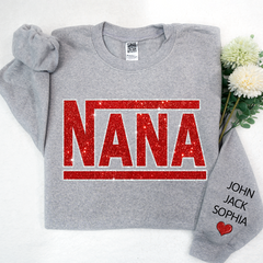 Lofaris Glitter Custom Name Nana Grandma Mimi And Kids Sweatshirt