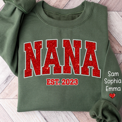 Lofaris Glitter Custom Nana est and kids family Sweatshirt