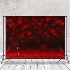 Lofaris Glitter Dark Red Heart Bokeh Valentines Day Backdrop