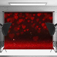 Lofaris Glitter Dark Red Heart Bokeh Valentines Day Backdrop