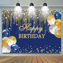 Lofaris Glitter Diamond Balloon Navy Blue Birthday Backdrop