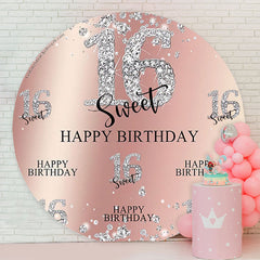 Lofaris Glitter Diamond Sweet 16 Birthday Round Backdrop