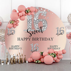 Lofaris Glitter Diamond Sweet 16 Birthday Round Backdrop