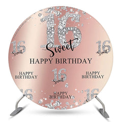 Lofaris Glitter Diamond Sweet 16 Birthday Round Backdrop