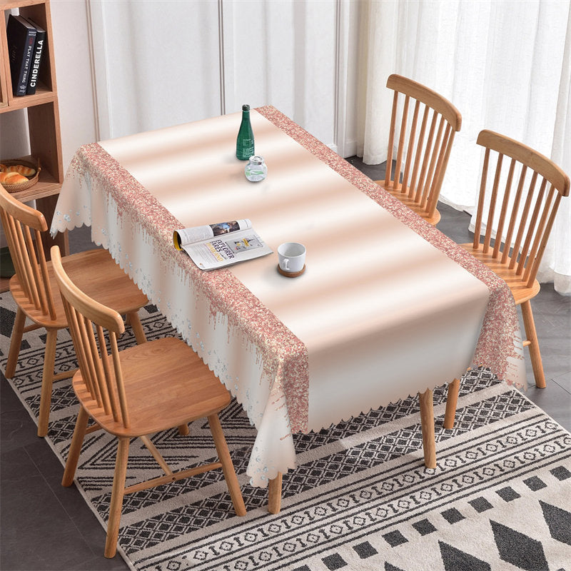 Lofaris Glitter Diamonds Rose Gold Rectangle Tablecloth