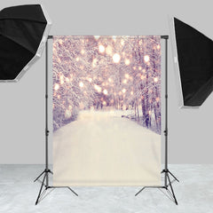 Lofaris Glitter Dots Snow Forest Photo Backdrops for Winter