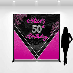 Lofaris Glitter Floral Fuchsia Custom 50th Birthday Backdrop