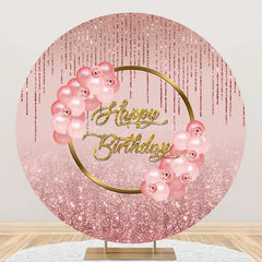 Lofaris Glitter Floral Rose Gold Round Birthday Backdrop