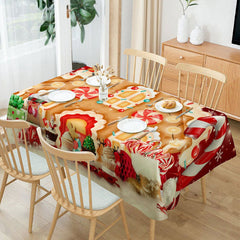 Lofaris Glitter Gingerbread House Red Christmas Tablecloth