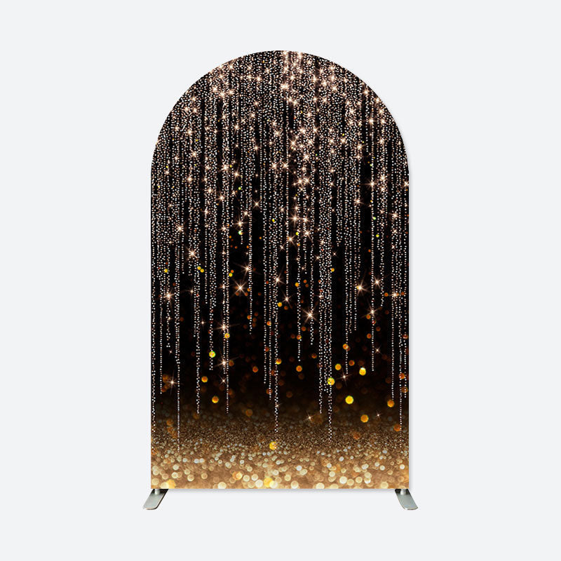 Lofaris Glitter Gold Birthday Party Double Sided Arch Backdrop