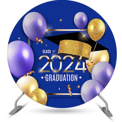 Lofaris Glitter Gold Blue Class 2023 Graduation Round Backdrop