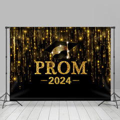 Lofaris Glitter Golden Black Hat Graduation Prom Backdrop