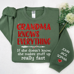 Lofaris Glitter Grandma Knows Everything Custom Sweatshirt