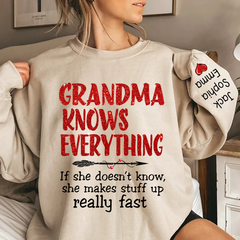 Lofaris Glitter Grandma Knows Everything Custom Sweatshirt