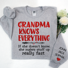 Lofaris Glitter Grandma Knows Everything Custom Sweatshirt