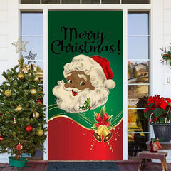 Lofaris Glitter Green Red Santa Claus Christmas Door Cover