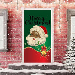 Lofaris Glitter Green Red Santa Claus Christmas Door Cover