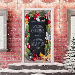 Lofaris Glitter Happy New Year Merry Christmas Door Cover