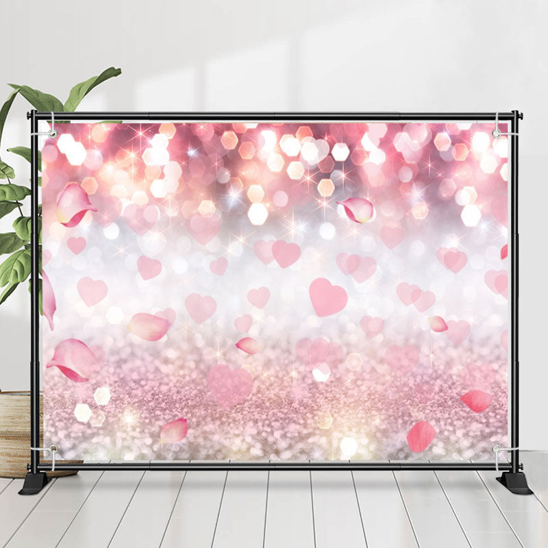 Lofaris Glitter Heart Petal Bokeh Valentines Day Backdrop