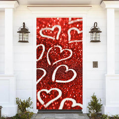 Lofaris Glitter Hearts Red Bokeh Valentines Day Door Cover