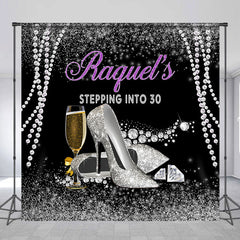 Lofaris Glitter High Heels Pearls Custom 30th Birthday Backdrop