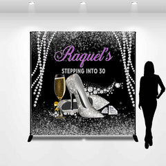 Lofaris Glitter High Heels Pearls Custom 30th Birthday Backdrop