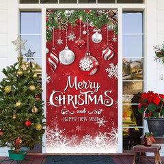 Lofaris Glitter Light Ball Red New Year Christmas Door Cover