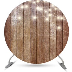 Lofaris Glitter Light Brown Wooden Round Backdrop For Partry