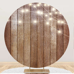 Lofaris Glitter Light Brown Wooden Round Backdrop For Partry