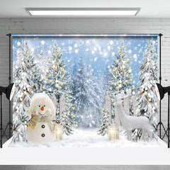 Lofaris Glitter Light Snowy Tree Snowman Elk Winter Backdrop